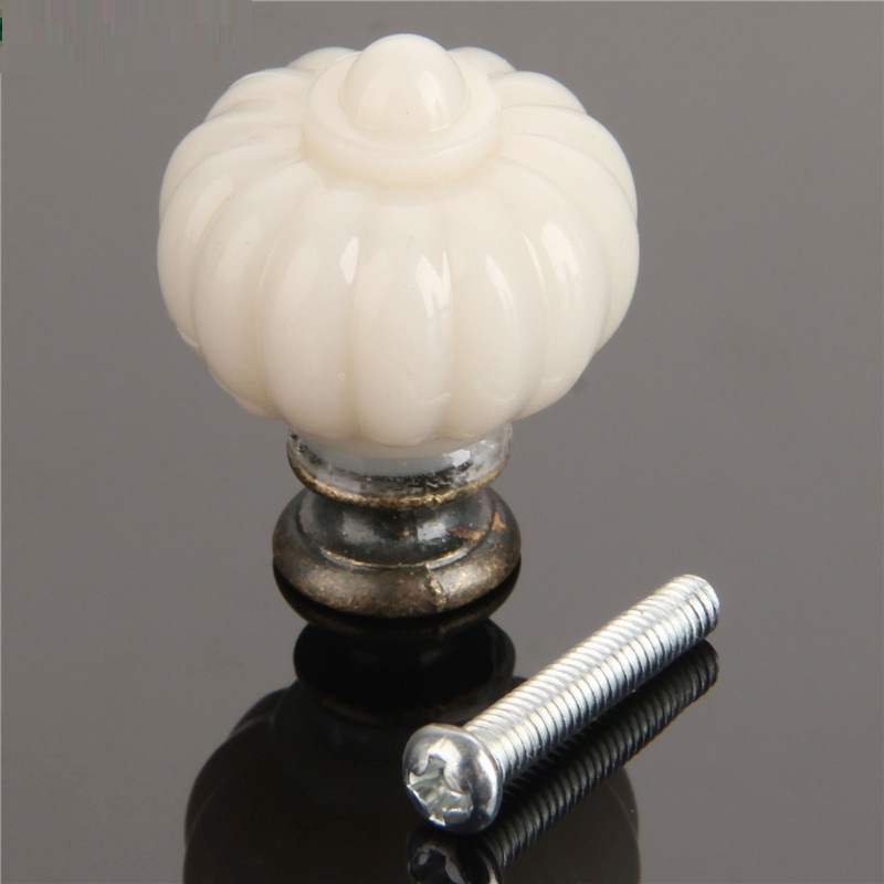 Zinc Furniture Hardware - 1Pc Acrylic Ivory White Pumpkin Cabinet