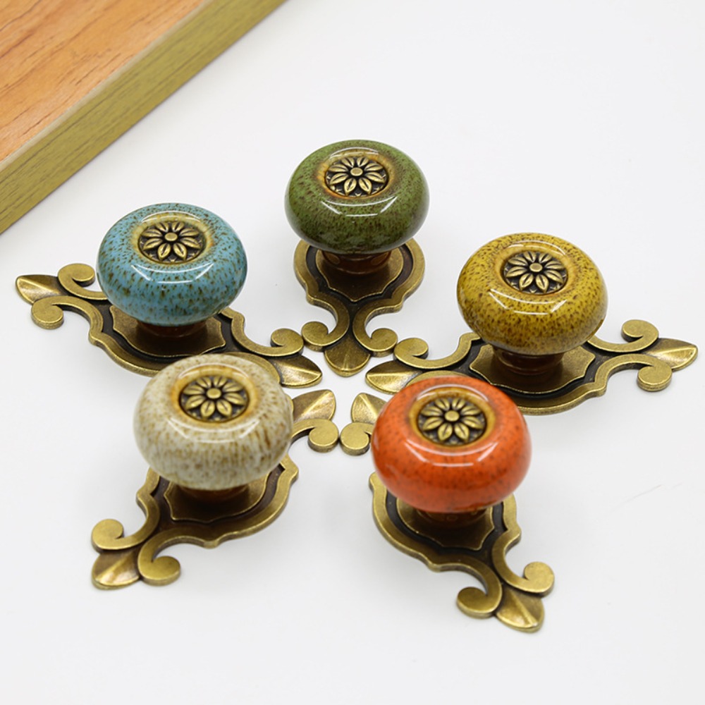 Furniture Hardware Products - Creative Single Hole Ceramic Knob Ethnic
