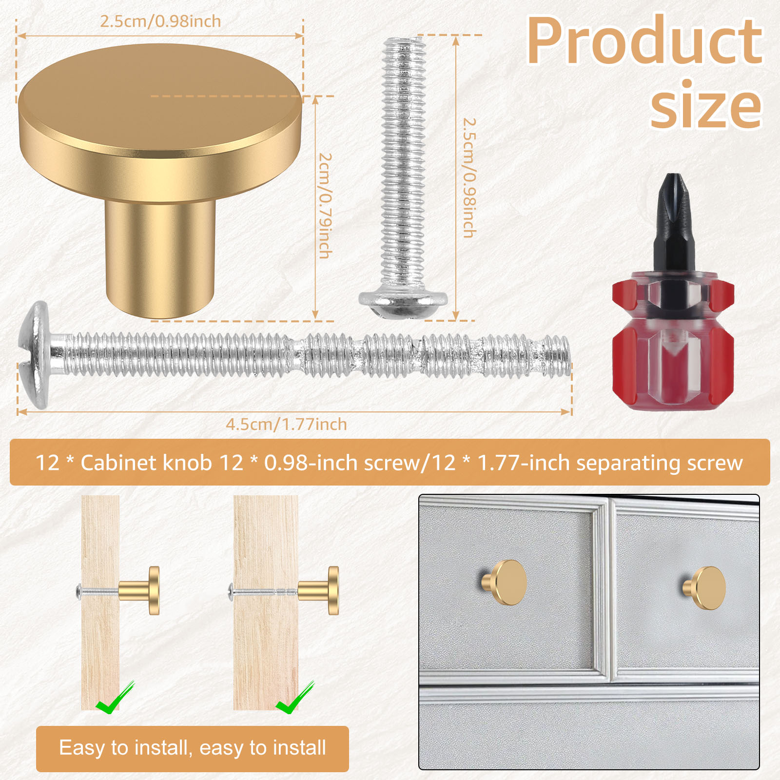 12Pcs Drawer Knob Set Gold Cab - Drawer Pull Gold avaliação e preço