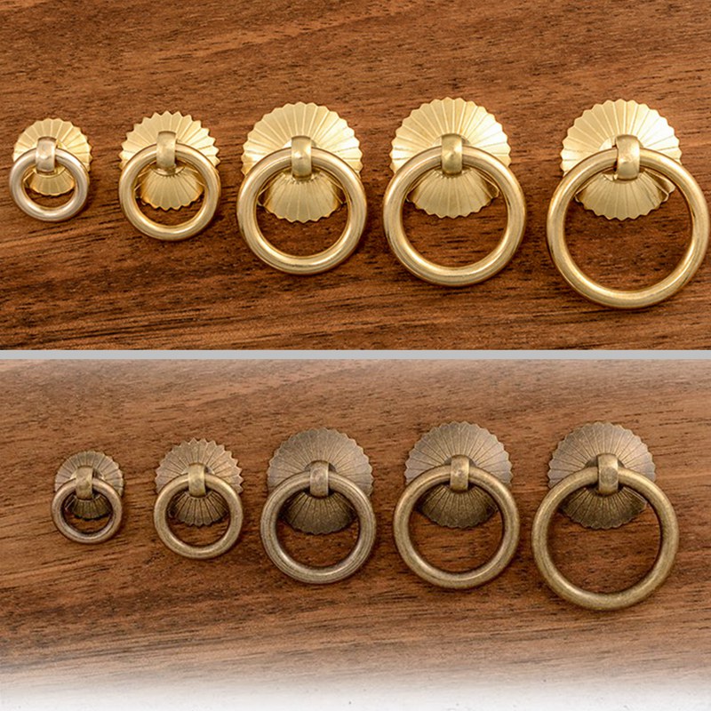 Vintage Brass Cabinet Ring Kno - Drawer Pull Gold avaliação e preço