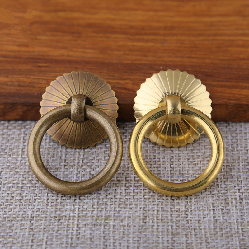 Vintage Brass Cabinet Ring Kno - Drawer Pull Gold avaliação e preço