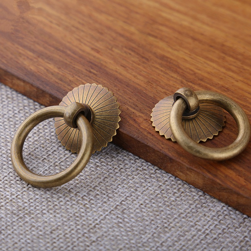 Vintage Brass Cabinet Ring Kno - Drawer Pull Gold avaliação e preço