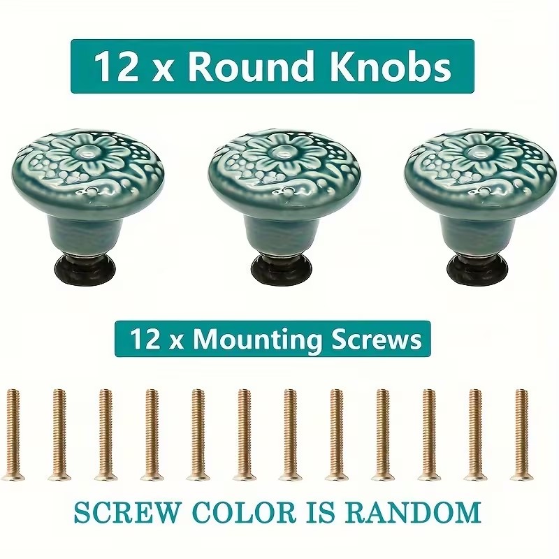 12pcs Ceramic Cabinet Knobs, F - Furniture Hardware Products avaliação e preço