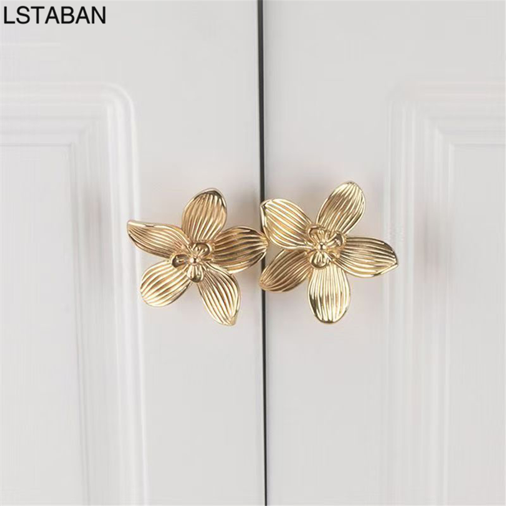 Flower Shape Solid Gold Kitche - Drawer Pull Gold avaliação e preço